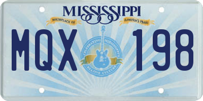 MS license plate MQX198
