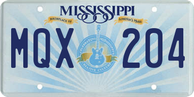 MS license plate MQX204