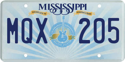 MS license plate MQX205