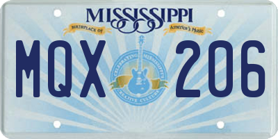 MS license plate MQX206