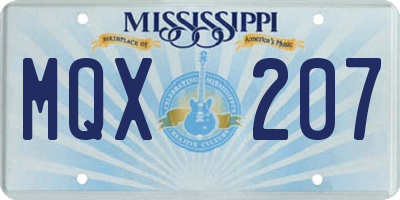 MS license plate MQX207