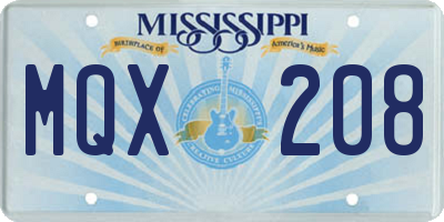 MS license plate MQX208