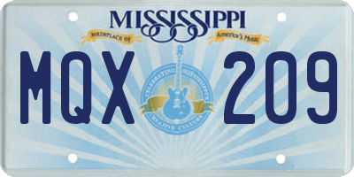 MS license plate MQX209