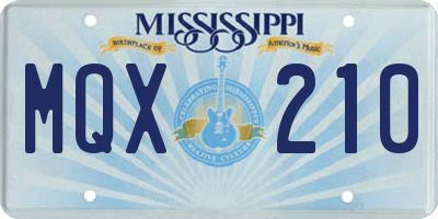 MS license plate MQX210