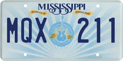 MS license plate MQX211