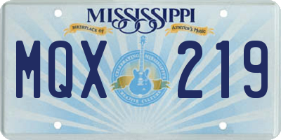 MS license plate MQX219