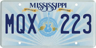 MS license plate MQX223