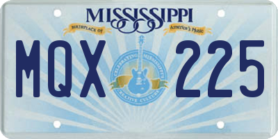MS license plate MQX225