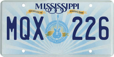 MS license plate MQX226