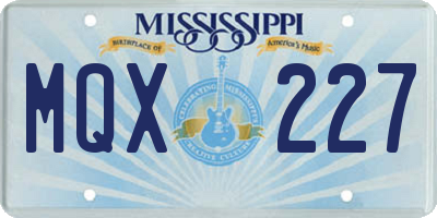 MS license plate MQX227