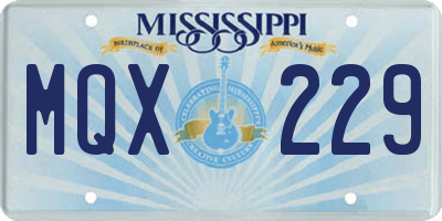 MS license plate MQX229