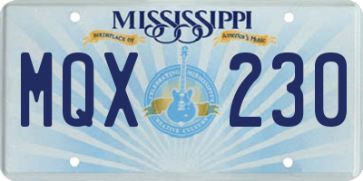 MS license plate MQX230