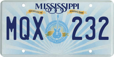 MS license plate MQX232