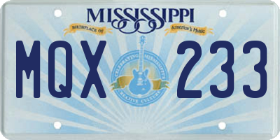 MS license plate MQX233