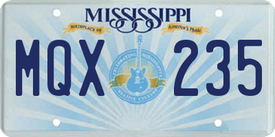 MS license plate MQX235
