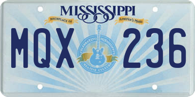 MS license plate MQX236