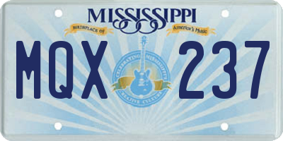 MS license plate MQX237