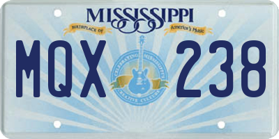 MS license plate MQX238