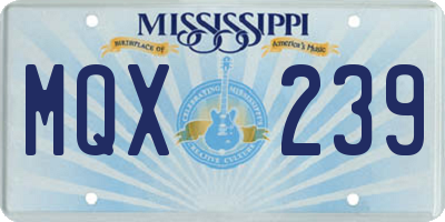 MS license plate MQX239