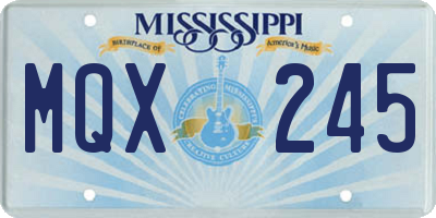 MS license plate MQX245