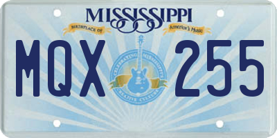 MS license plate MQX255