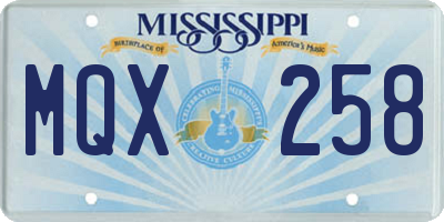 MS license plate MQX258