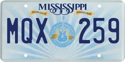 MS license plate MQX259
