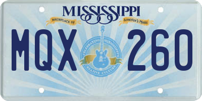 MS license plate MQX260