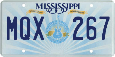 MS license plate MQX267