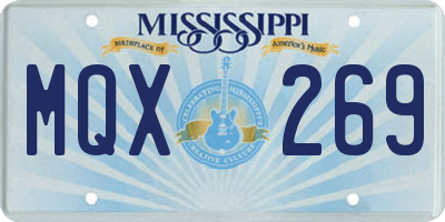 MS license plate MQX269
