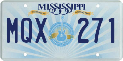 MS license plate MQX271