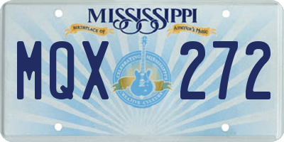 MS license plate MQX272