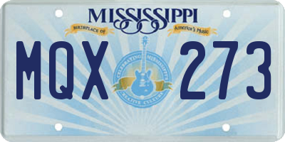 MS license plate MQX273