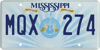 MS license plate MQX274