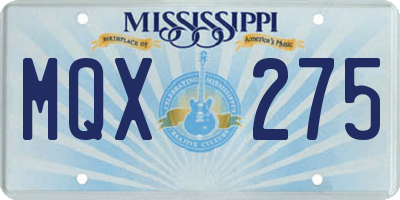 MS license plate MQX275