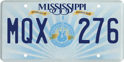 MS license plate MQX276