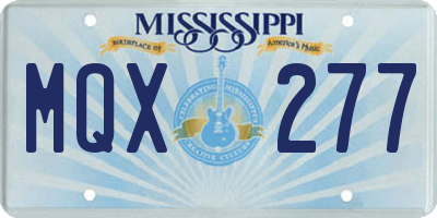 MS license plate MQX277