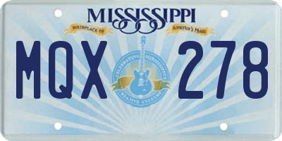 MS license plate MQX278