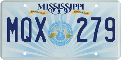 MS license plate MQX279
