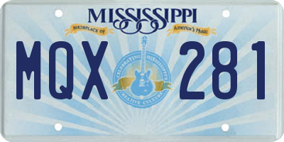 MS license plate MQX281