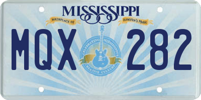 MS license plate MQX282