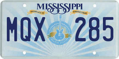 MS license plate MQX285