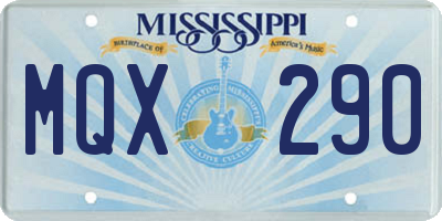 MS license plate MQX290