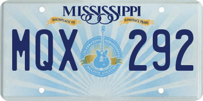 MS license plate MQX292