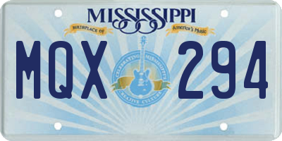 MS license plate MQX294