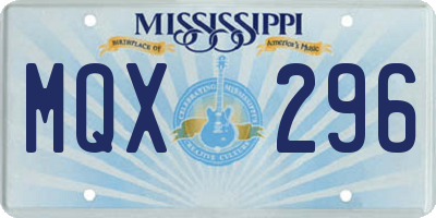 MS license plate MQX296