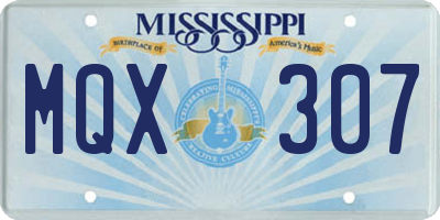 MS license plate MQX307