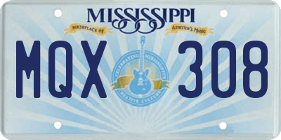 MS license plate MQX308