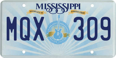 MS license plate MQX309