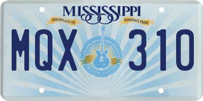 MS license plate MQX310